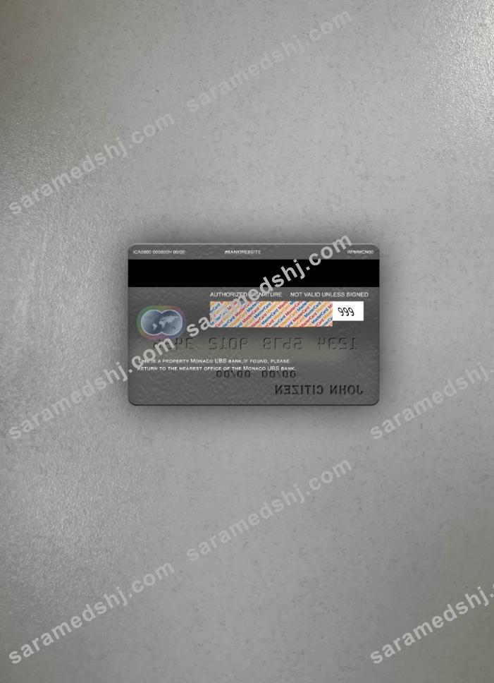 Monaco UBS bank mastercard photolook back